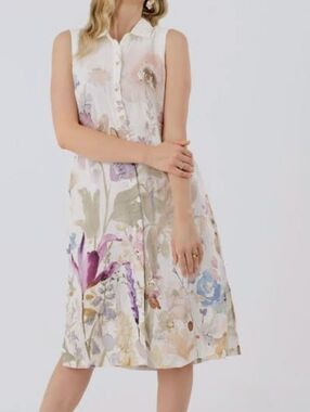 Dolcezza 23632 Pastel Floral Whimsique Linen Dress Size S